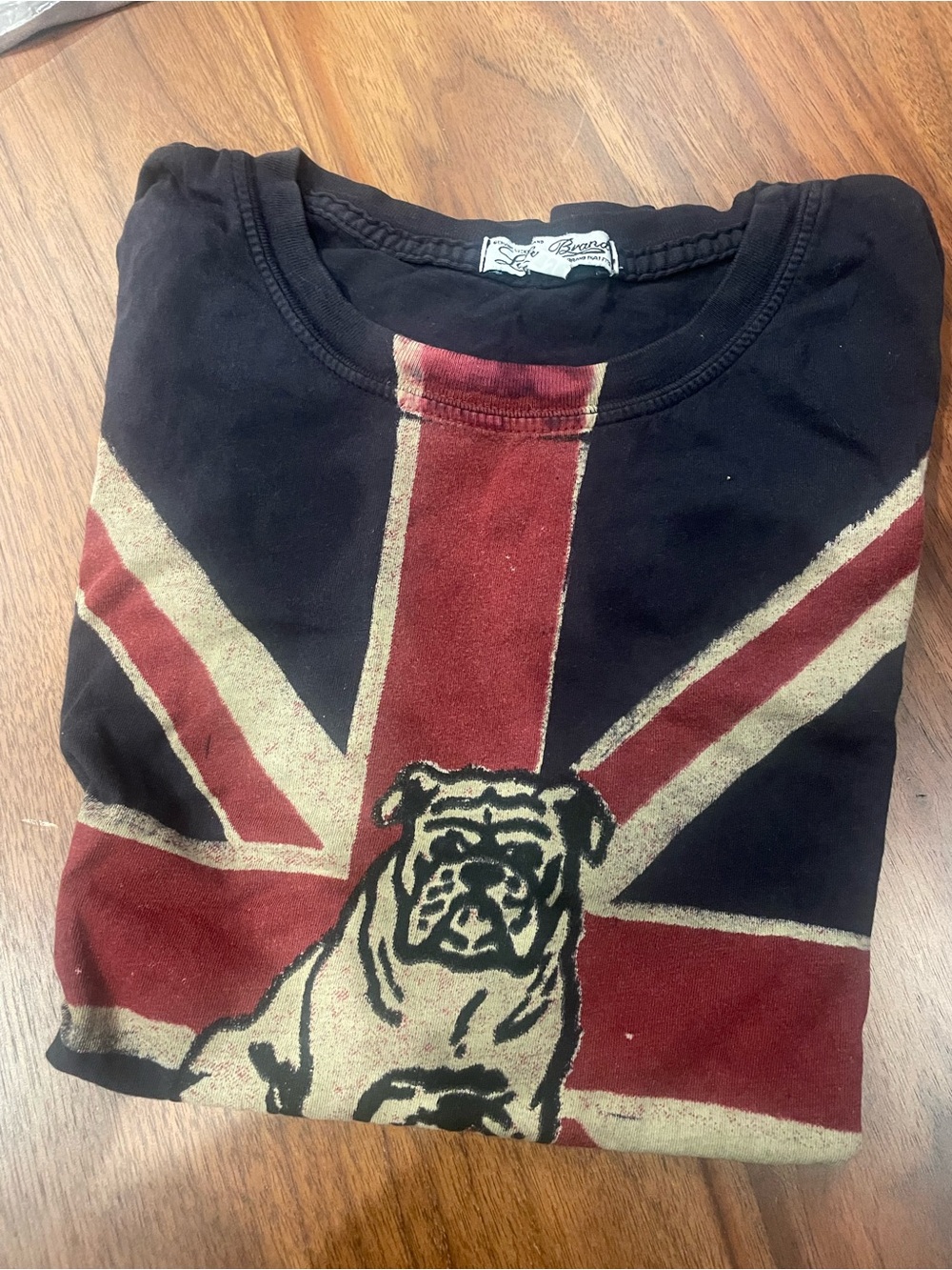 Lucky brand London girls navy Bulldog Union Jack Graphic Tee Medium